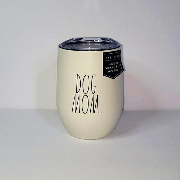 Rae Dunn Other - RAE DUNN Dog Mom white stainless steel wine glass